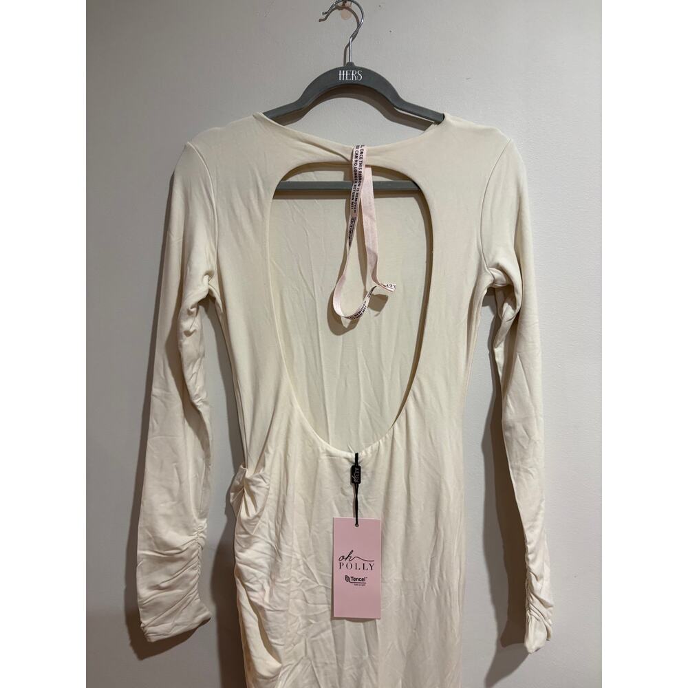NWT Oh Polly Regine Modal Ruched Backless Maxi Dress Ivory Women's Size Medium - Picture 5 of 8